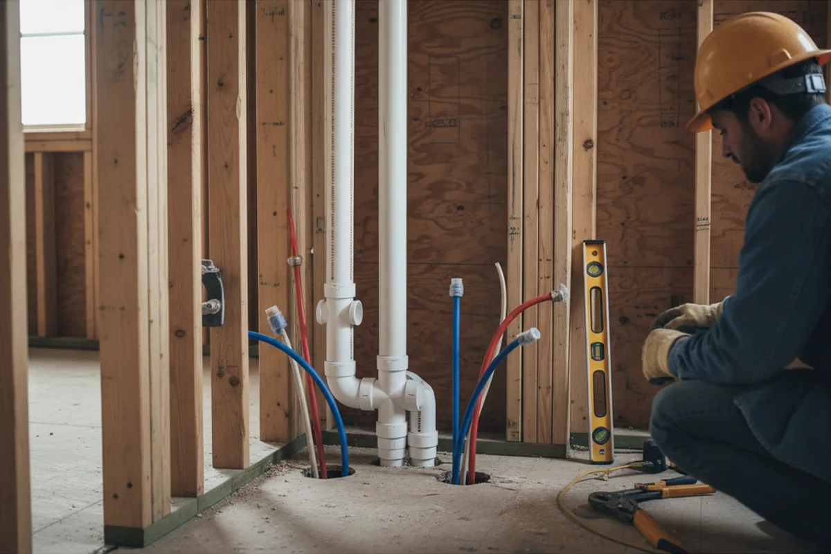 Drain and supply rough-in during Drain Cleaning in Moore