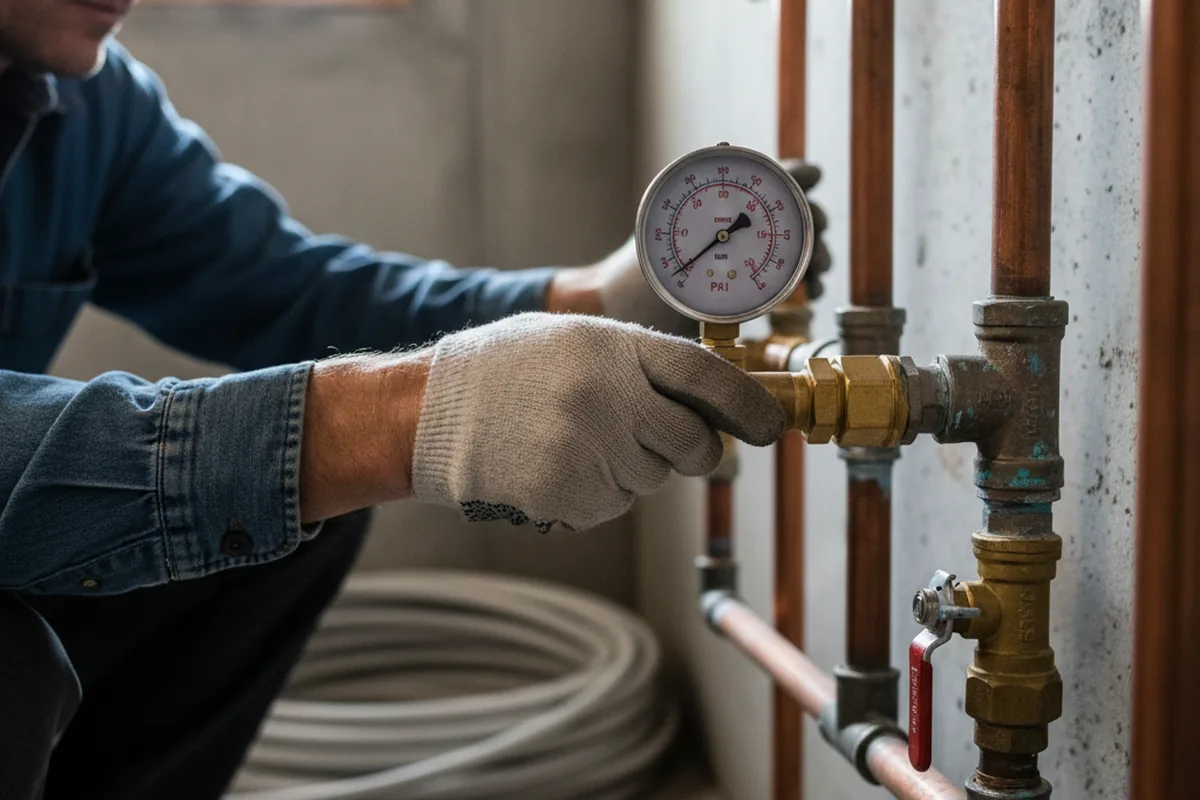 Pressure testing a repaired line during Water Line Repair in Moore